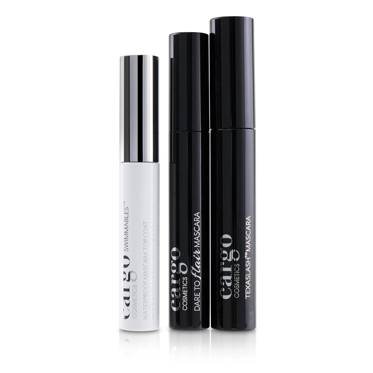 Cargo Mascara Kit: 1x Dare To Flair Mascara. 1x Texalash Mascara. 1x Swimmables Waterproof Mascara Topcoat  3pcs