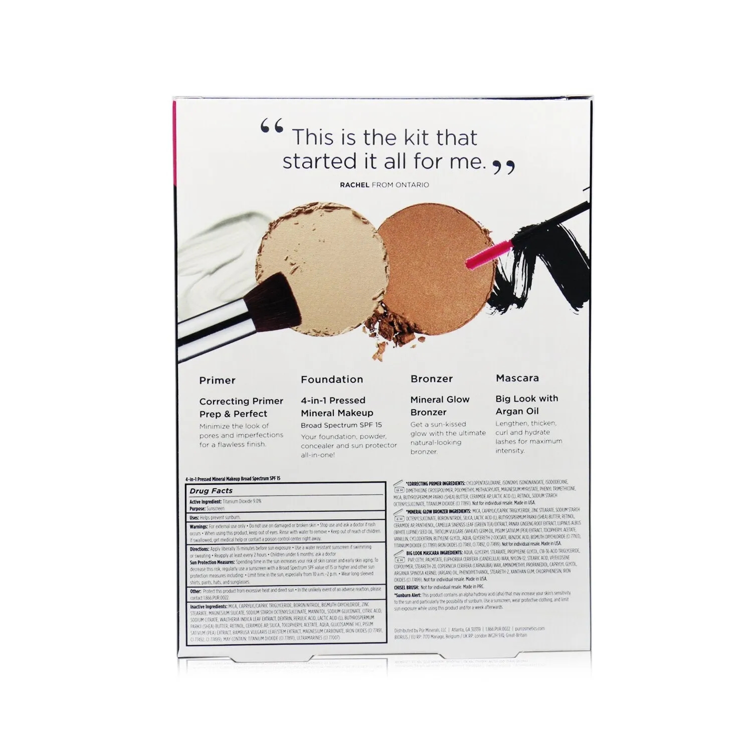 PUR (PurMinerals) Best Sellers Kit (5 Piece Beauty To Go Collection) (1x Primer. 1x Powder. 1x Bronzer. 1x Mascara. 1x Brush) - # Blush Medium  5pcs