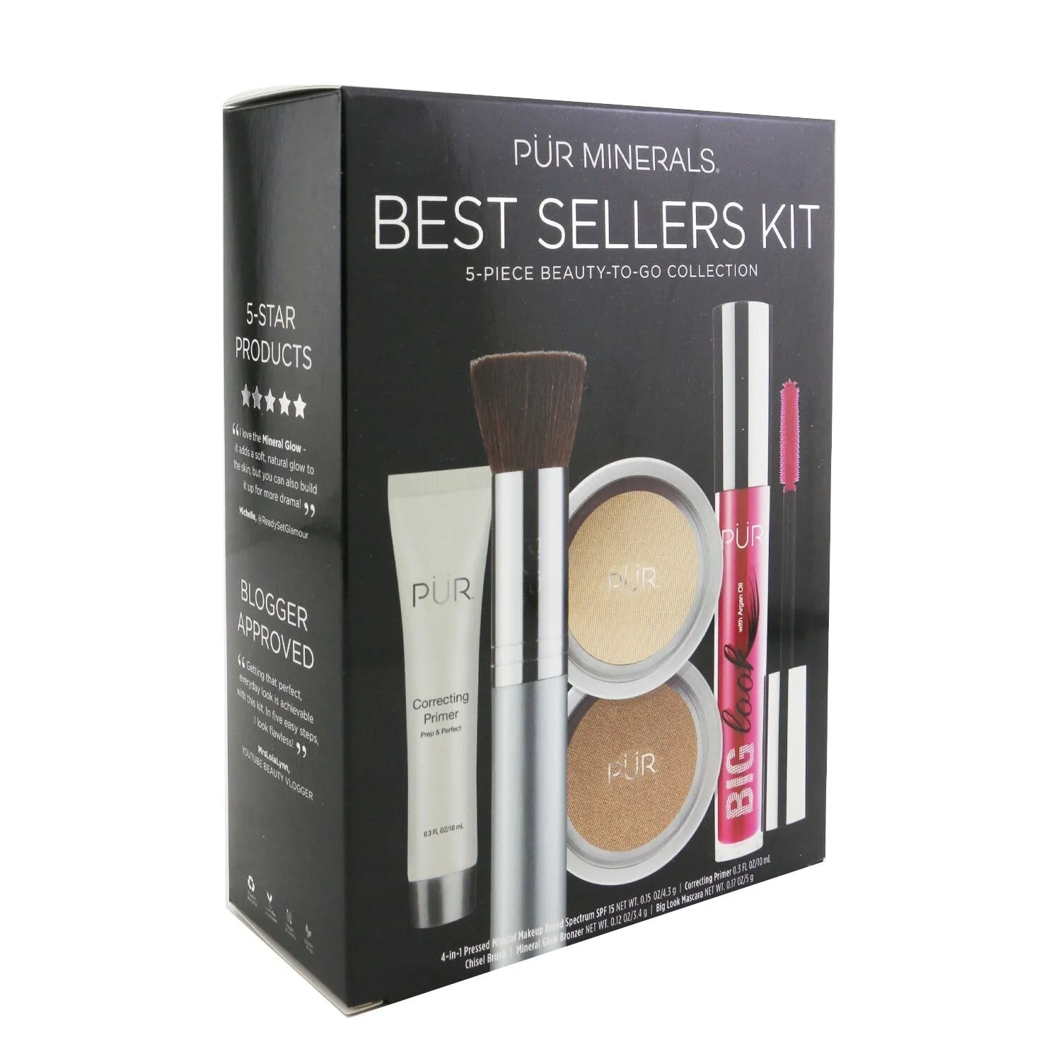 PUR (PurMinerals) Best Sellers Kit (5 Piece Beauty To Go Collection) (1x Primer. 1x Powder. 1x Bronzer. 1x Mascara. 1x Brush) - # Blush Medium  5pcs