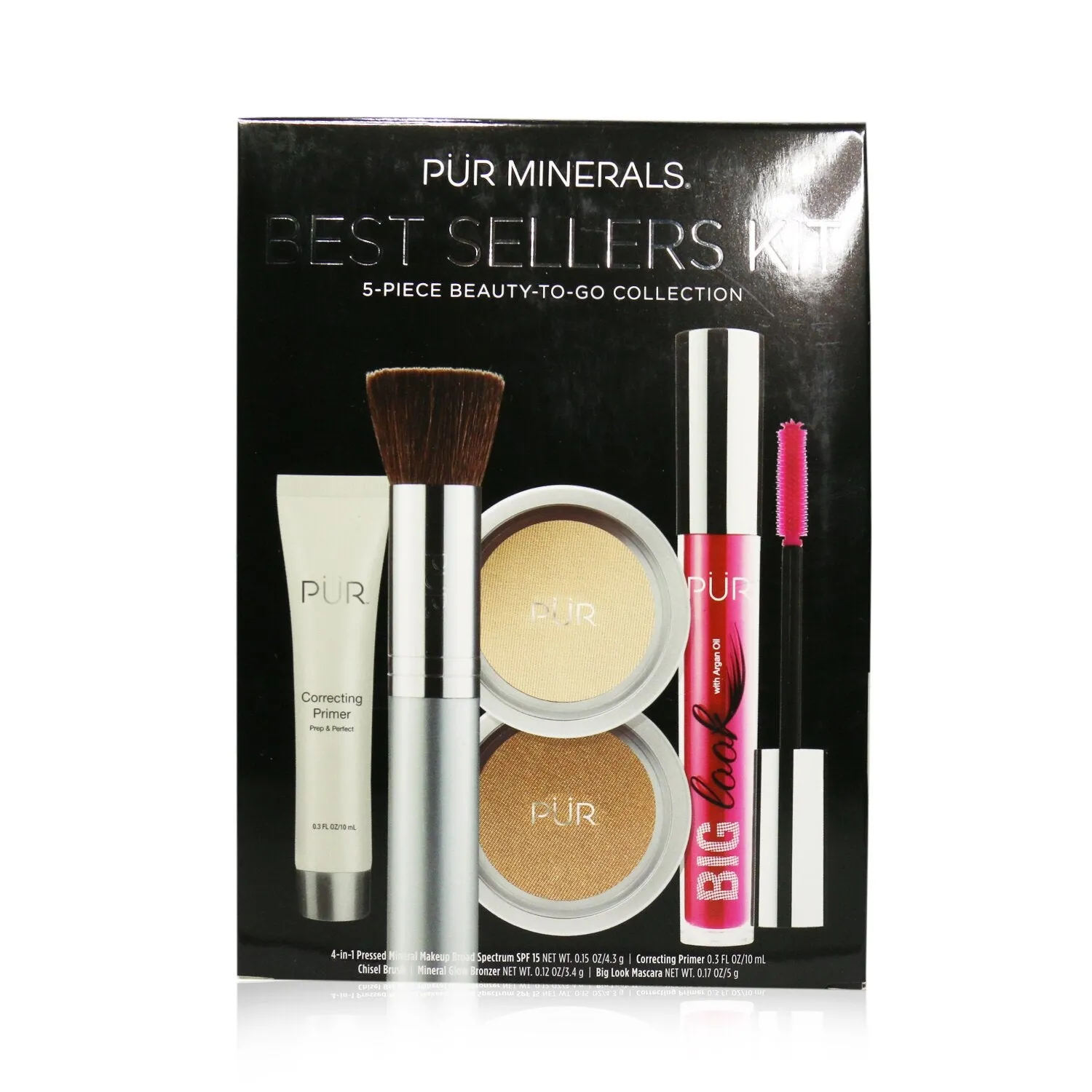PUR (PurMinerals) Best Sellers Kit (5 Piece Beauty To Go Collection) (1x Primer. 1x Powder. 1x Bronzer. 1x Mascara. 1x Brush) - # Blush Medium  5pcs