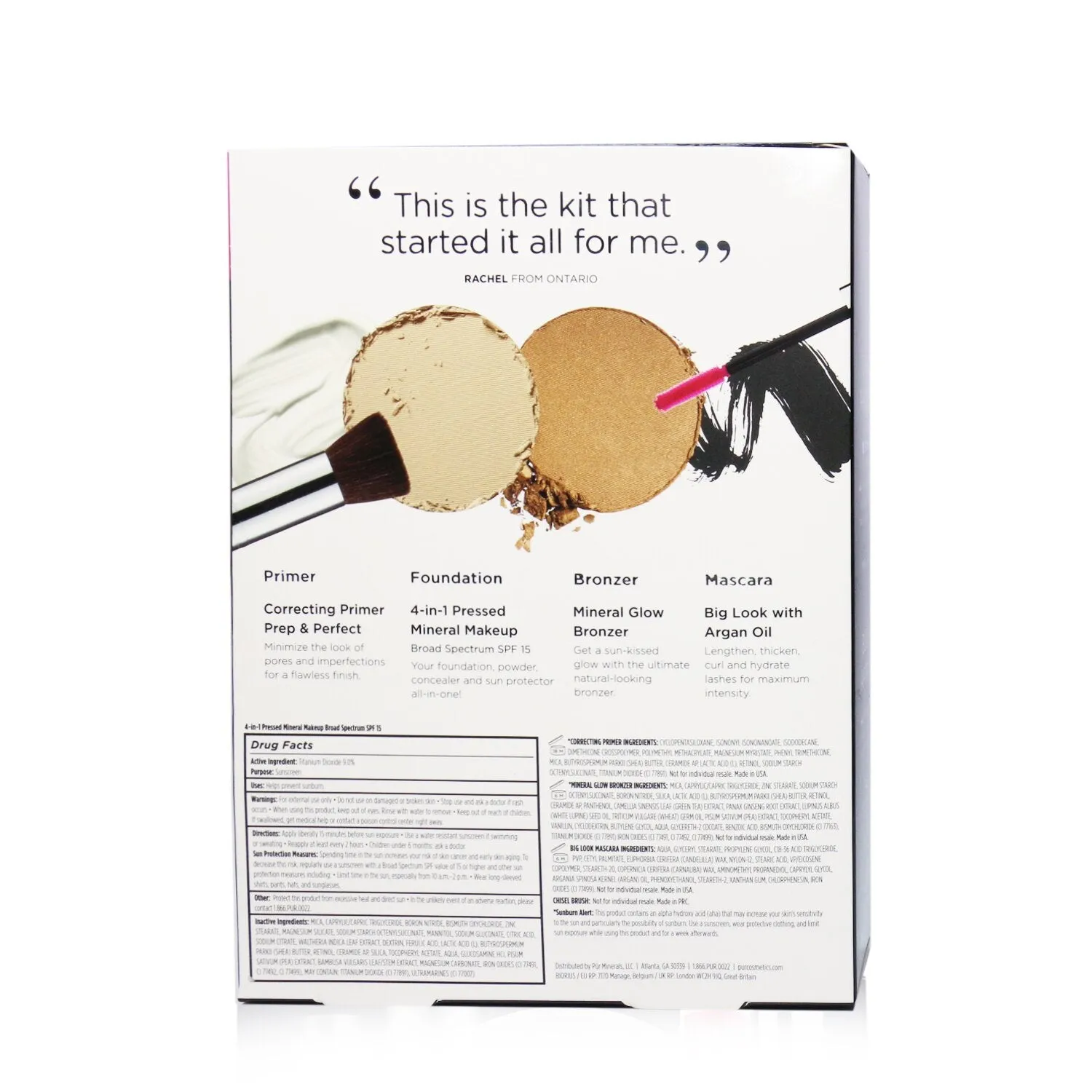 PUR (PurMinerals) Best Sellers Kit (5 Piece Beauty To Go Collection) (1x Primer. 1x Powder. 1x Bronzer. 1x Mascara. 1x Brush) - # Blush Medium  5pcs