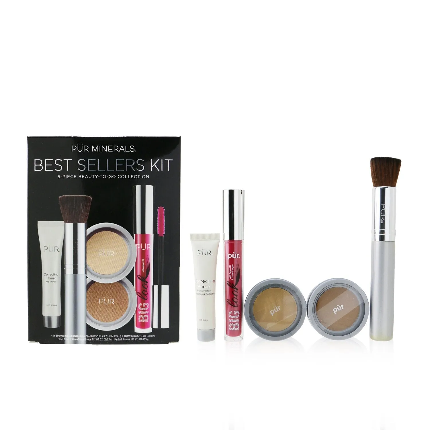 PUR (PurMinerals) Best Sellers Kit (5 Piece Beauty To Go Collection) (1x Primer. 1x Powder. 1x Bronzer. 1x Mascara. 1x Brush) - # Blush Medium  5pcs