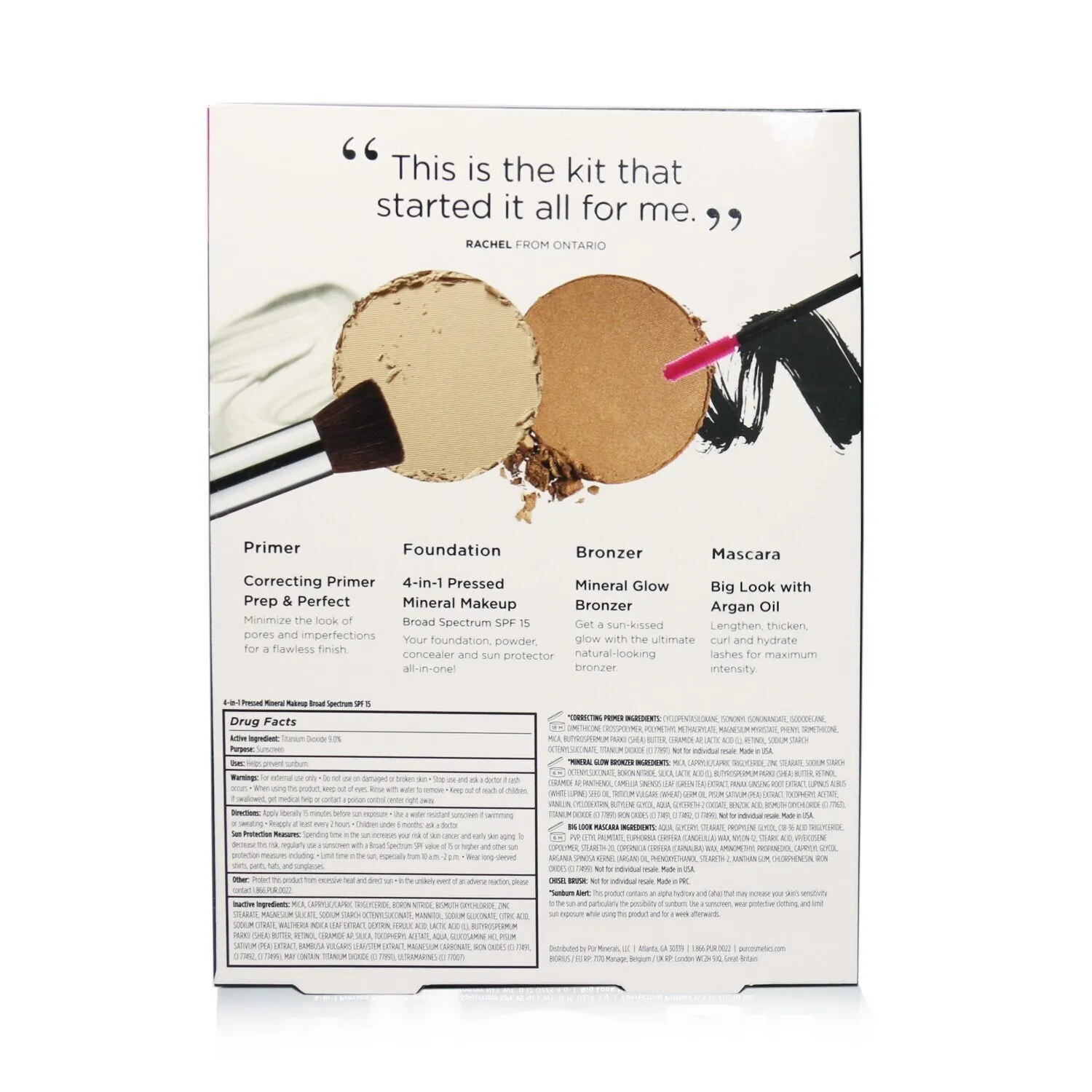 PUR (PurMinerals) Best Sellers Kit (5 Piece Beauty To Go Collection) (1x Primer. 1x Powder. 1x Bronzer. 1x Mascara. 1x Brush) - # Blush Medium  5pcs