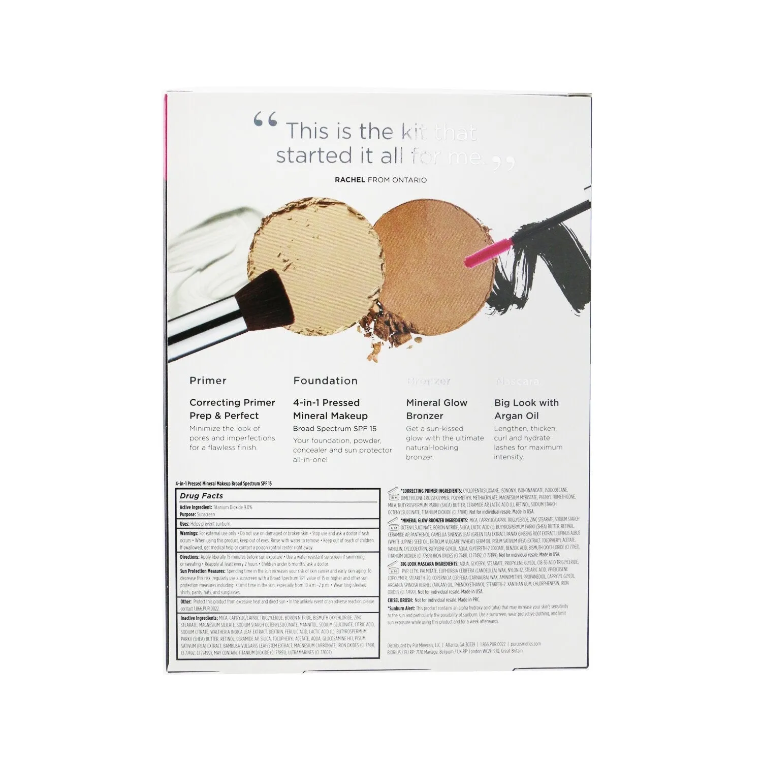 PUR (PurMinerals) Best Sellers Kit (5 Piece Beauty To Go Collection) (1x Primer. 1x Powder. 1x Bronzer. 1x Mascara. 1x Brush) - # Blush Medium  5pcs