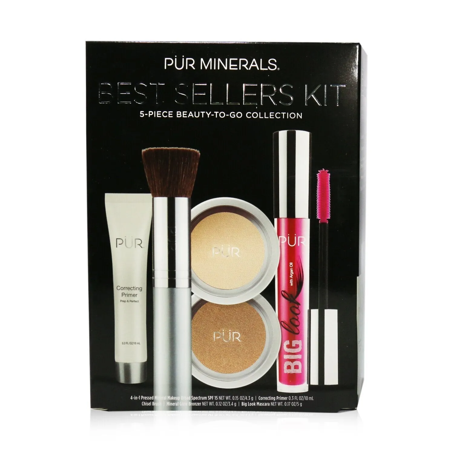 PUR (PurMinerals) Best Sellers Kit (5 Piece Beauty To Go Collection) (1x Primer. 1x Powder. 1x Bronzer. 1x Mascara. 1x Brush) - # Blush Medium  5pcs
