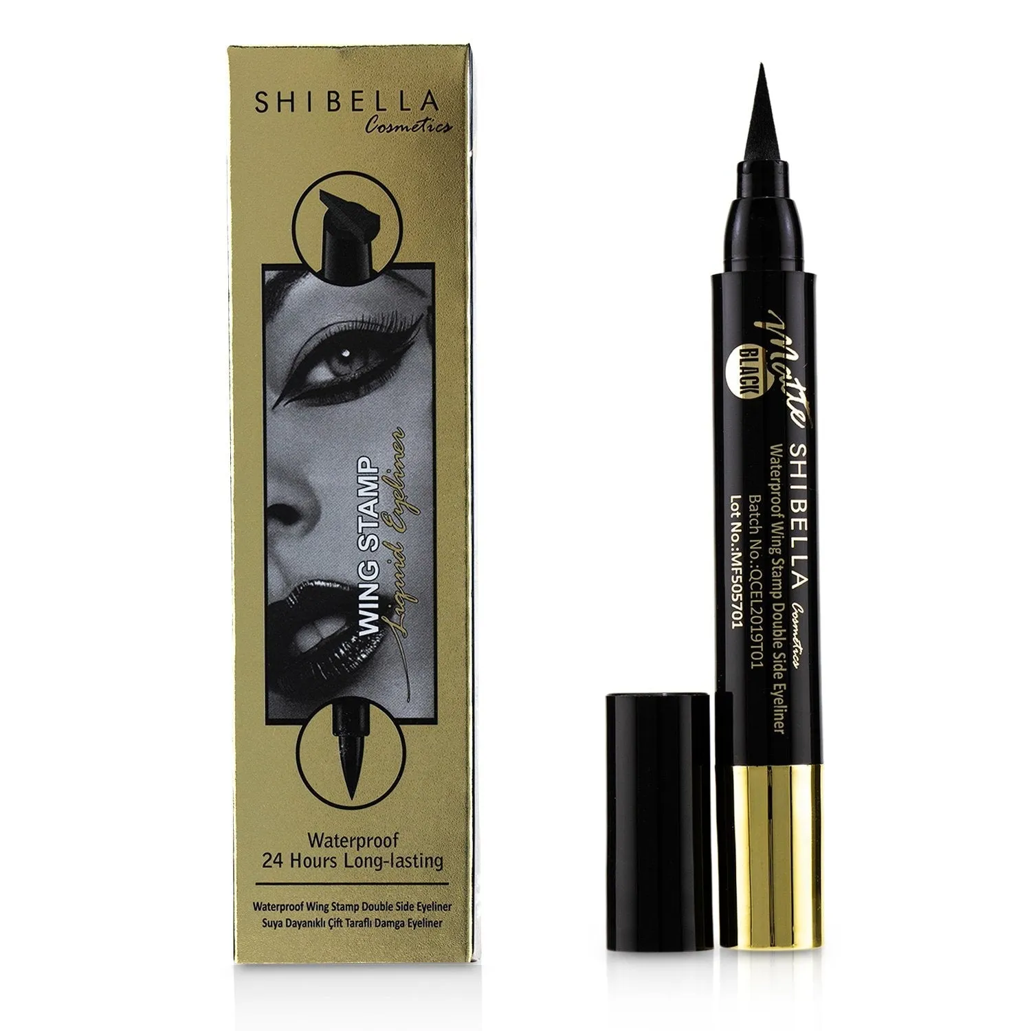 SHIBELLA Cosmetics Waterproof 24 Hours Long Lasting Wing Stamp Eyeliner Double Side Eyeliner  Thick Stamp  4.5ml/0.1587oz