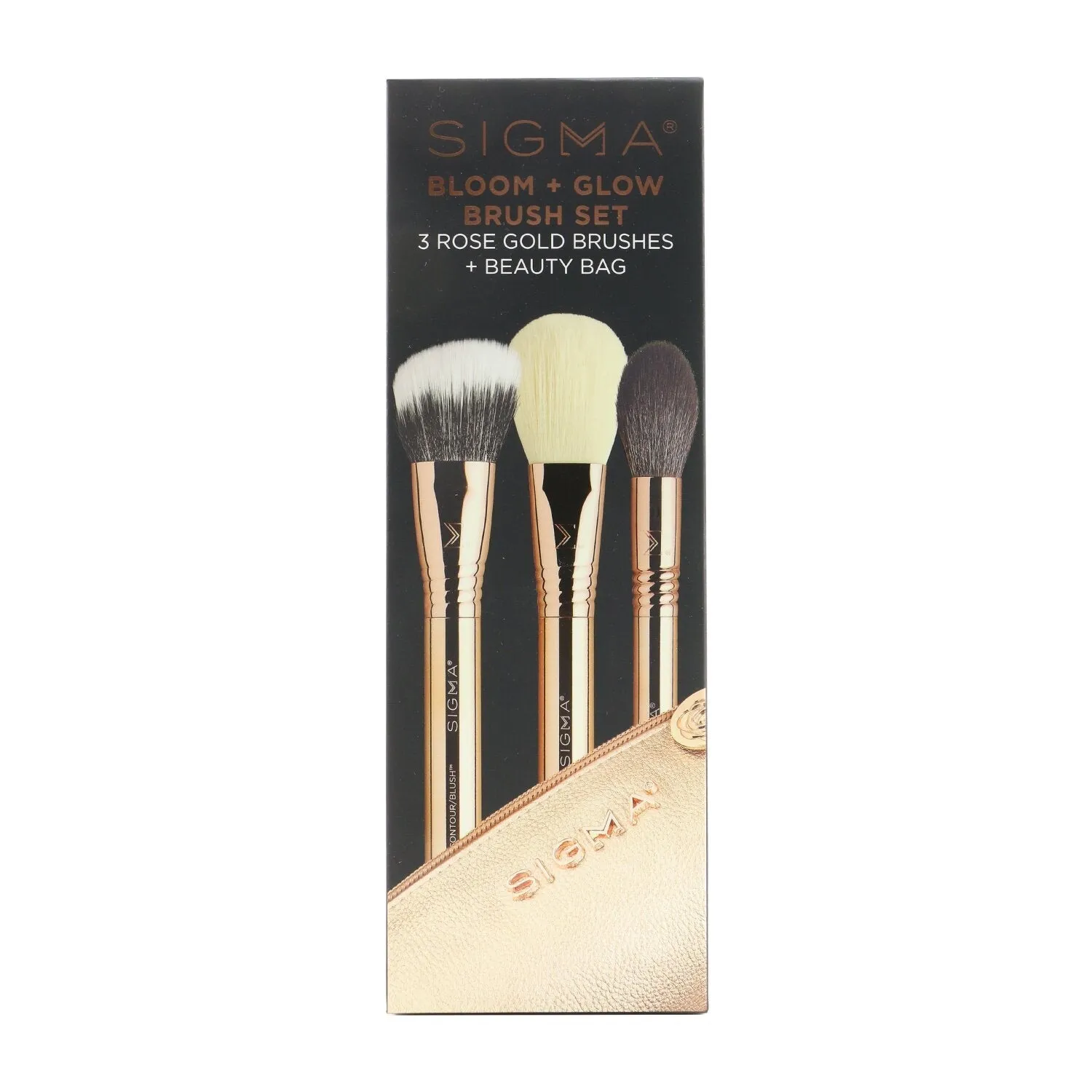 Sigma Beauty Bloom   Glow Brush Set (3x Rose Gold Brush. 1x Bag)  3pcs