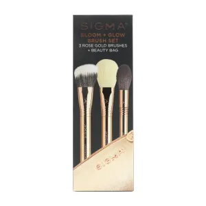 Sigma Beauty Bloom   Glow Brush Set (3x Rose Gold Brush. 1x Bag)  3pcs